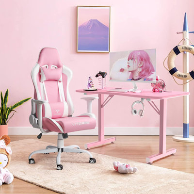 Fauteuil de jeu ergonomique pour ordinateur avec support et appui-tête de 330 lb