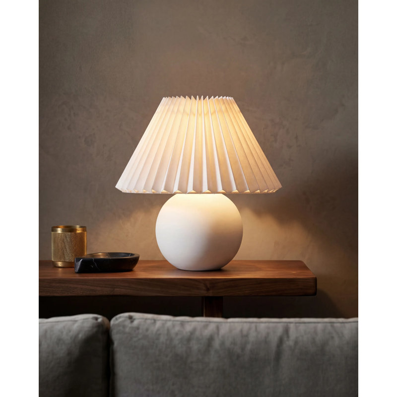 Lampe de table Gutzman, Blanc, Empire plissé