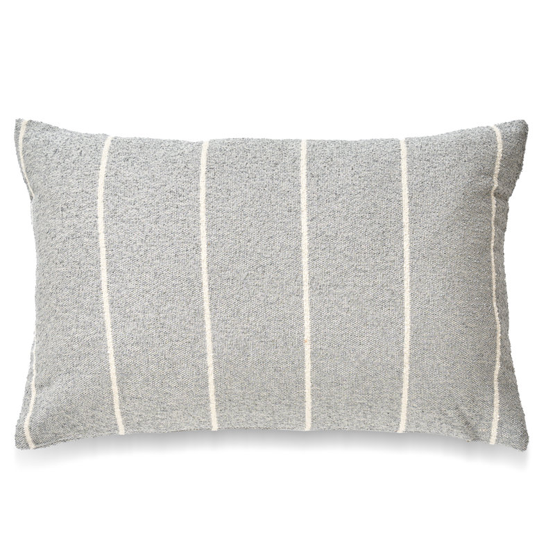 Coussin French Stripe, Plumes, Gris