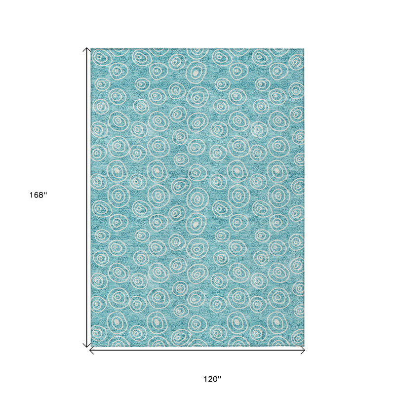 Tapis extérieur bleu sarcelle et ivoire lavable 10 pi x 14 pi bleu sarcelle et ivoire
