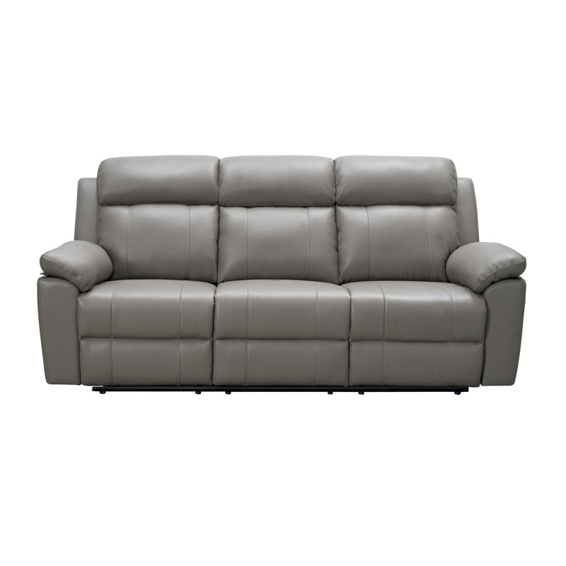 Avalee Upholstered 89.5'' Reclining Sofa, Gray Genuine Leather