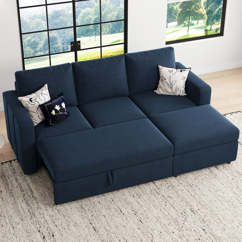 L Shaped Sofa Pull Out Sofa Bed Convertible Modular Sectional Couch Sleeper For Apartment