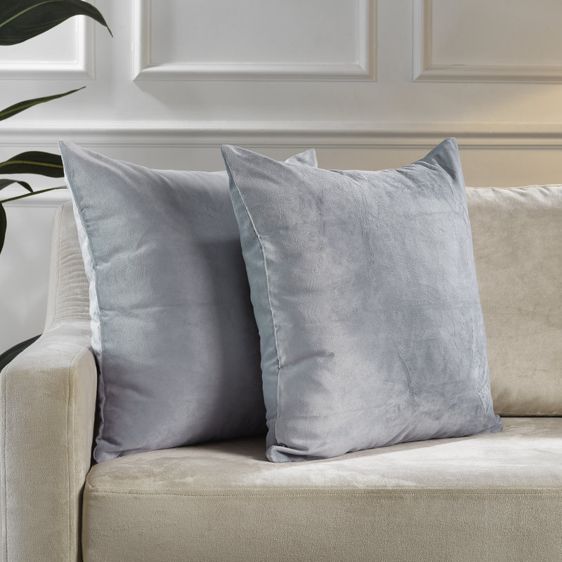 Matte Velvet Pillow Cover, 26" x 26", 66 Silver