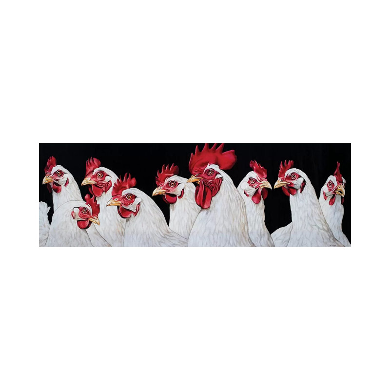 Rooster And Harem by Clara Bastian - Wrapped Canvas Panoramic Print, 30.48 cm H x 91.44 cm W x 1.91 cm D