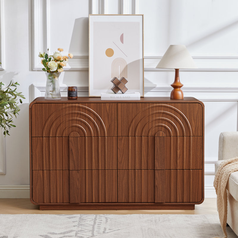 Commode décorative 6 tiroirs, Noyer