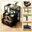 Table de chevet 2 tiroirs en tissu avec station de charge vitrail noir Raven Roses