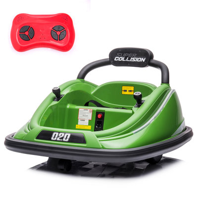 12V Rechargeable Kids Ride Bumper Car Electric Vehicle with Remote Control 360 Degree Spin Power Wheels LED Flashing Light Built in Music Safe Starting Speed