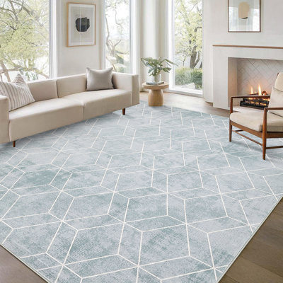 5x7 Gray Modern Geometric Area Rug Indoor Washable Rug Non Shedding Bedroom Carpet