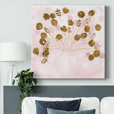 Arbre d'argent rose sur toile