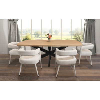 Logan Dining Set With 82" Dining Table And Galway Ivory Side Chairs