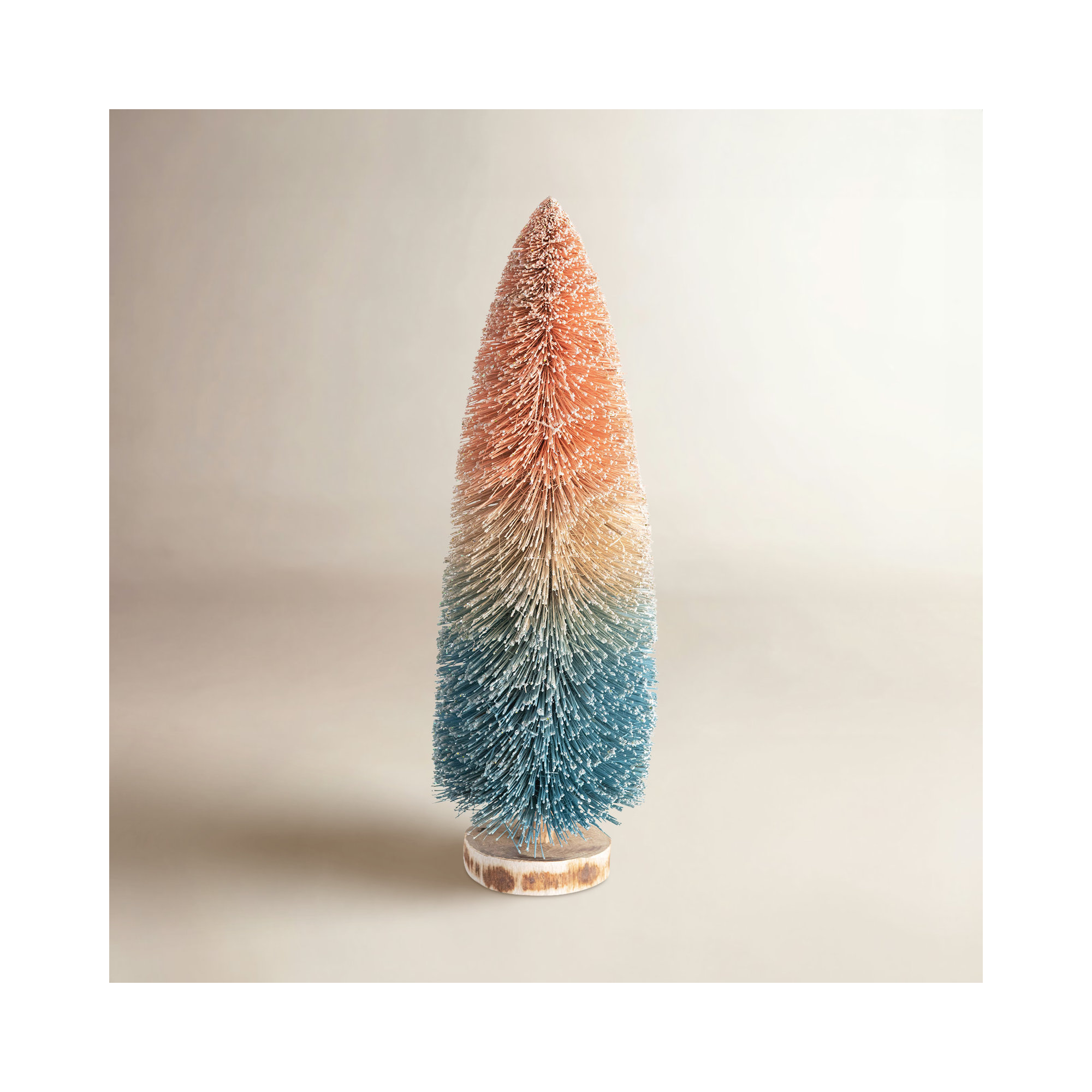 Sisal Bottle Brush Tabletop Tree, Pink/Blue, 14.5" H x 5" W x 5" D