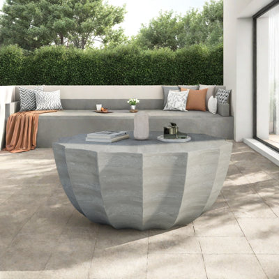 Table basse imperméable 35,43 po moderne pour l'extérieur et l'intérieur, conception en ciment Mgo durable, convient aux terrasses et aux jardins