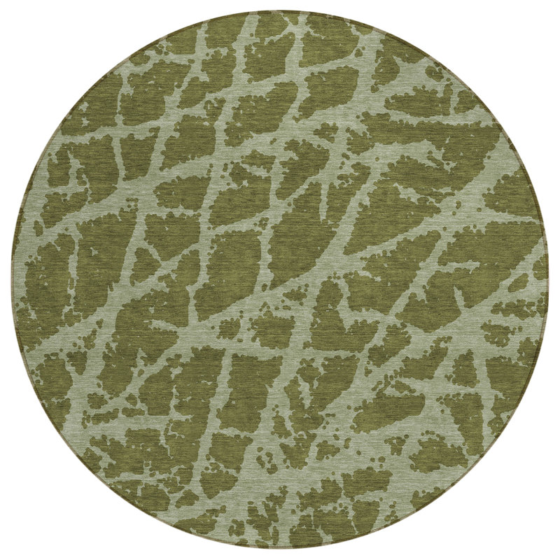 Kyrie Washable Abstract Indoor / Outdoor Rug, Round 8'