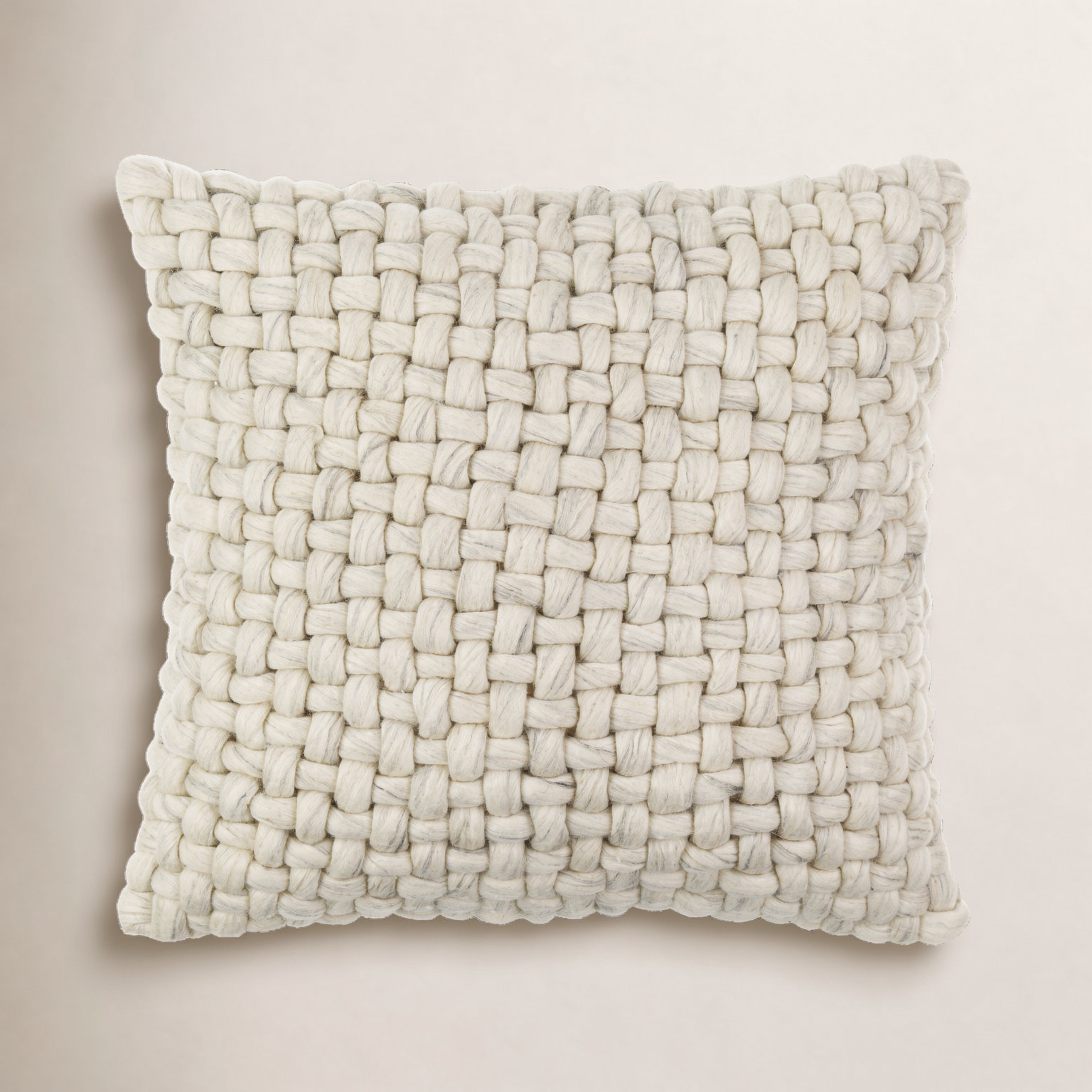 Belel Wool Pillow Cover, 18" x 18", Polyester/Polyfill, Taupe