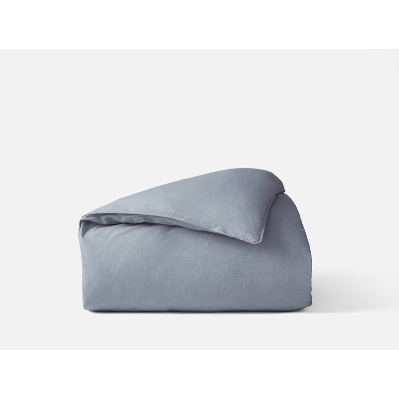 Housse de couette en percale organique froissé, Housse de couette pour lit très grand / très gra, Indigo chambray