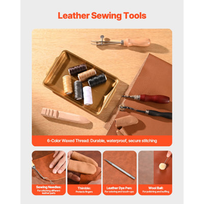 Leather Working Tools Kit, 59 PCS Leather Craft Tools with Portable Canvas Storage Bag, Engraving Punching Sewing Stamping Sanding Tools, Ideal for Beginners DIY Enthusiasts and Professionals