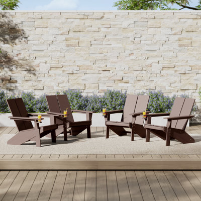 Chaise Adirondack moderne en poly (ensemble de 4), noir