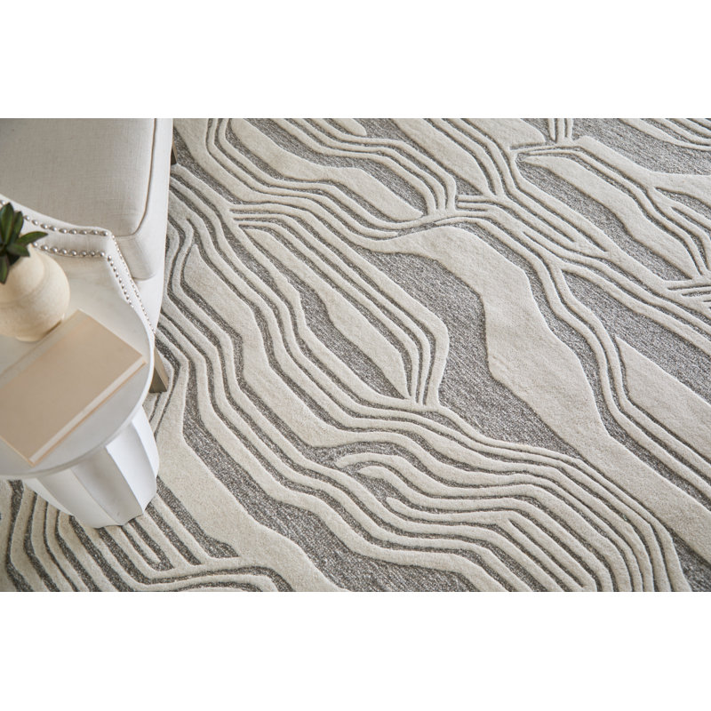 Kimball Transitional Abstract Ivory Area Rug, Rectangle 9' x 12'