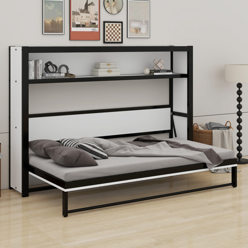 Lit escamotable avec tablettes Murphy, Blanc