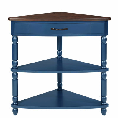 Triangle Corner Table, Wood Side Table For Living Room, End Table With Solid Wood Legs