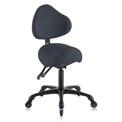 Latitude Run® Pneumatic Swivel Rolling Saddle Chair With Wheels And Ergonomic Back Support For Hair Stylist, Dental Hygienist, Hygienic Clinic, Spa, Massage, Home, Office - 510 Koa (Black, Standard)