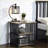 Antique Oak &amp; Metal 3-Shelf Bedroom Nightstand