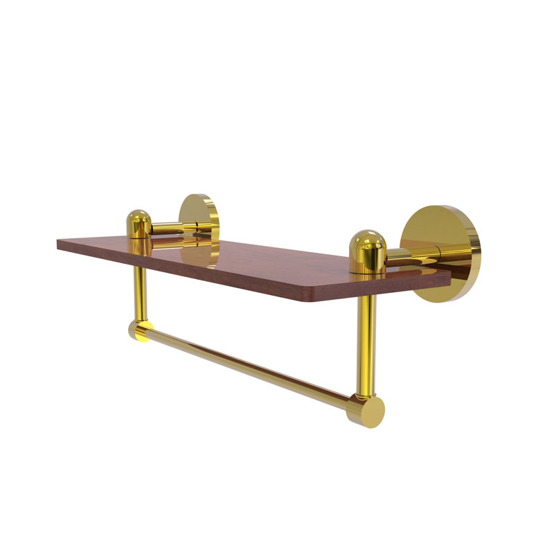 Tablette murale unie bois ironwood Itzhak, Laiton poli, H 5 po x l 16 po x P 5 po