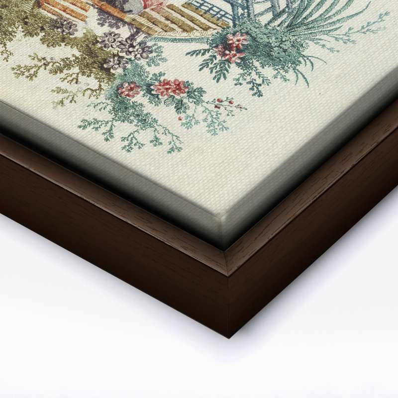 Cascade de chinoiserie, Canvas, 11"H x 14"W, Brown Framed