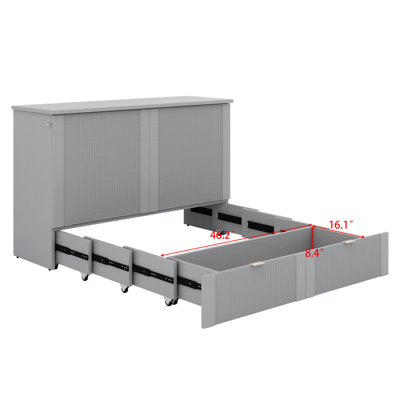 Murphy Bed With Drawer And A Set Of Sockets & USB Ports, Pulley Structure Design