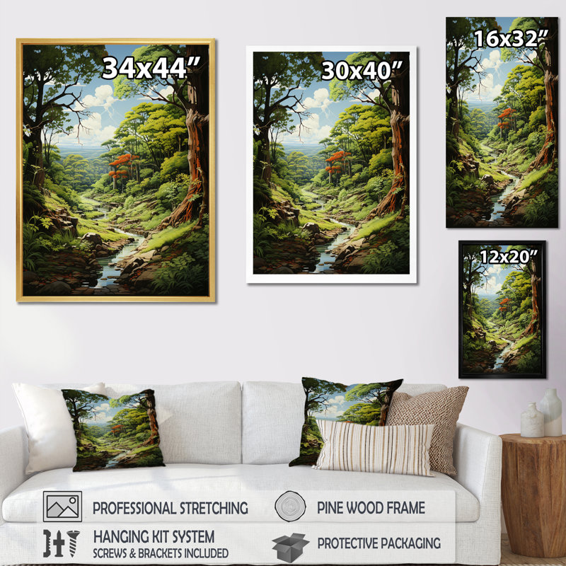 Toile représentant des arbres, forêt III - impressions sur toile, H 40 po x l 30 po x P 1,5 po, Cadre naturel flottant