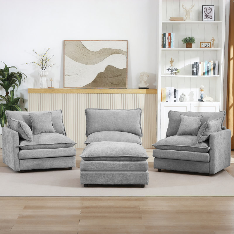 Canapé modulaire polyvalent en chenille de salon contemporain