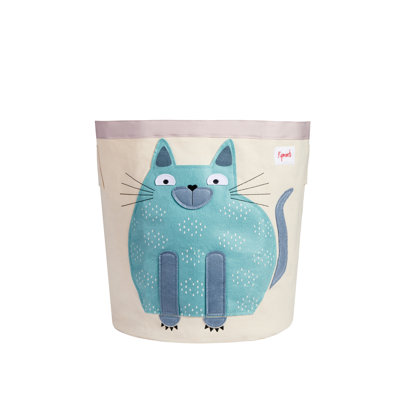 3 Sprouts - Canvas Storage Bin - Laundry and Toy Basket for Baby and Kids - Cat