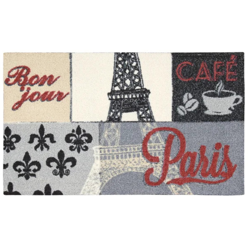 Tapis d'entrée antidérapant Daejha, Rouge / Noir / Gris, Rectangle 1 pi 8 po x 2 pi 9 po