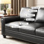 Causeuse-coussin standard en cuir véritable noir