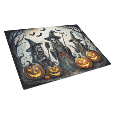 Witches Spooky Halloween Glass Cutting Board Large