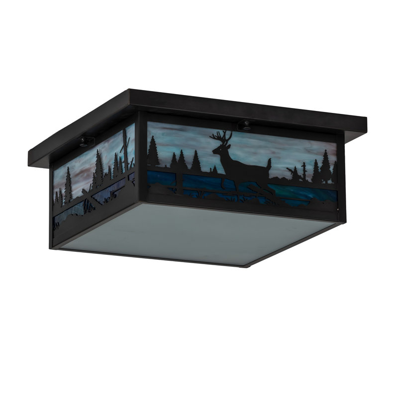 Plafonnier encastré carré 2 lumières 16 po