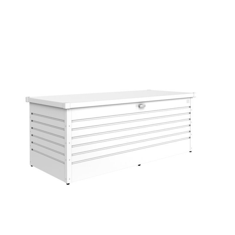 Biohort LeisureTime 210 71.25" L x 31.1" W x 27.9" H Water Resistant Metal Galvanized Steel Deck Box with Lock and Soft Close Hydraulic Lift White