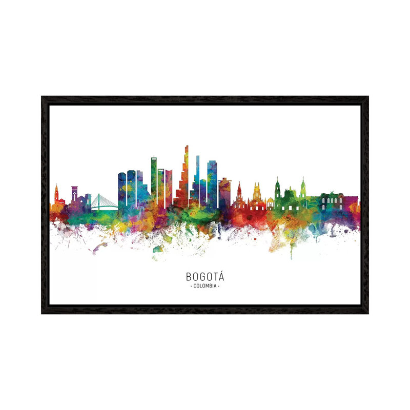Bogota, Colombia Skyline by Michael Tompsett - Print on Canvas, Black Framed, 66.04 cm H x 45.72 cm W