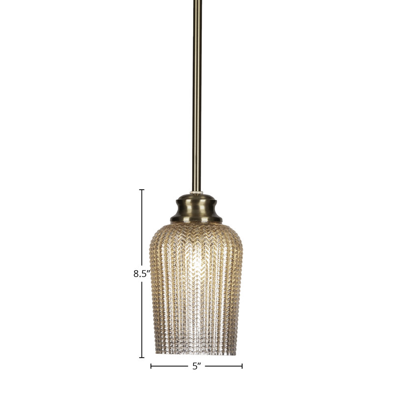 Luminaire suspendu avec tige en verre Cordova 5 po Cordova, Laiton New Age, Brun