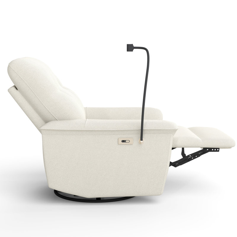 270° Swivel Rocker Recliner Chair with USB Ports and Adjustable Phone Holder, Beige