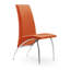 Ensemble de deux chaises d'appoint de salle à manger rembourrées en similicuir orange et argent-224173068