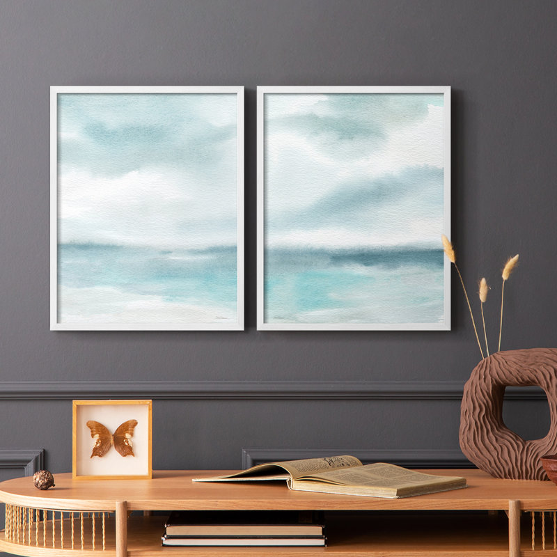 Impression encadrée Seaside Sanctuary I-Premium - prête à être accrochée - aucun clou requis - aucun clou requis, Blanc