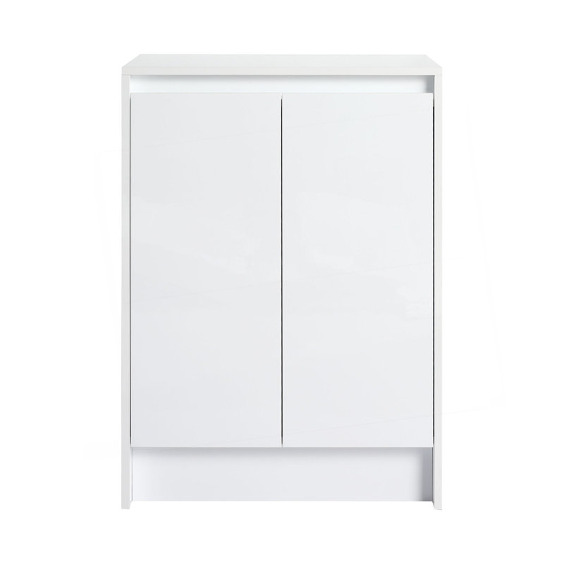 Armoire de rangement autoportante 24 po, 2 portes à fermeture douce, blanc brillant