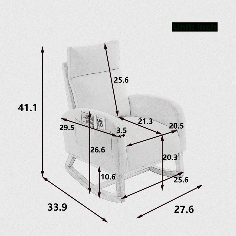 Chaise berçante rembourrée Jhonnie, gris