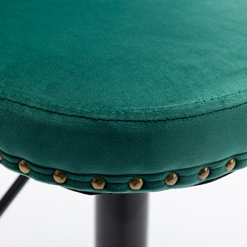 Cayson Velvet Swivel Bar Stools with Adjustable Height, Green