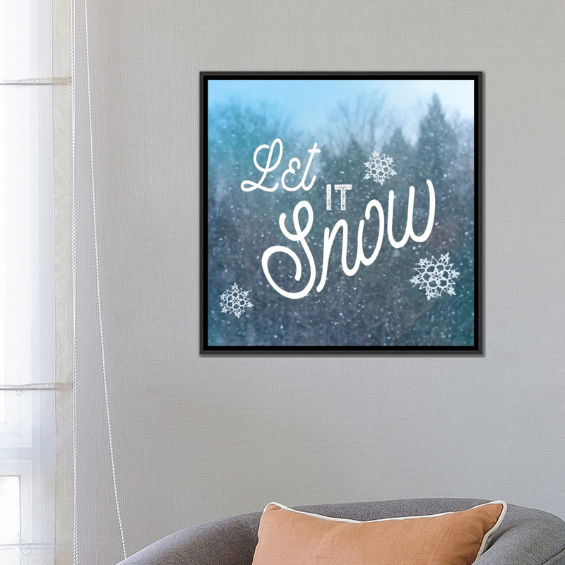 « let it snow i », art textuel sur toile tendue, H 26 po x l 26 po x P 1,5 po, Toile tendue, Pas de tapis