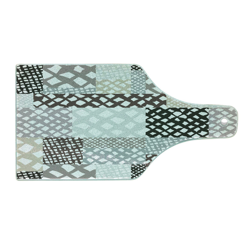 Ambesonne Retro Tempered Glass Cutting Board Patchwork Style Multicolor