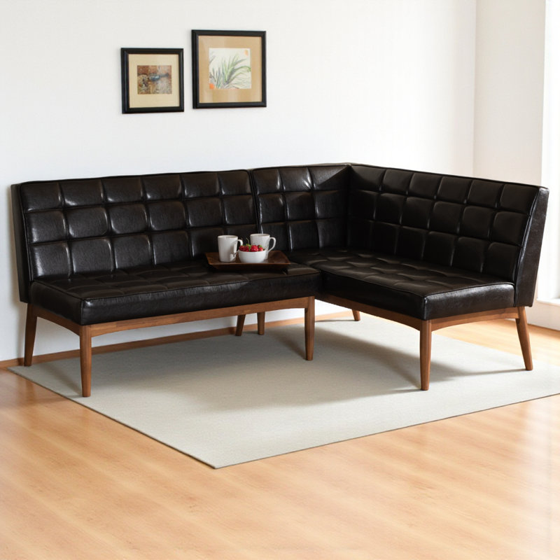 Banc en similicuir Fye, Brun foncé / brun