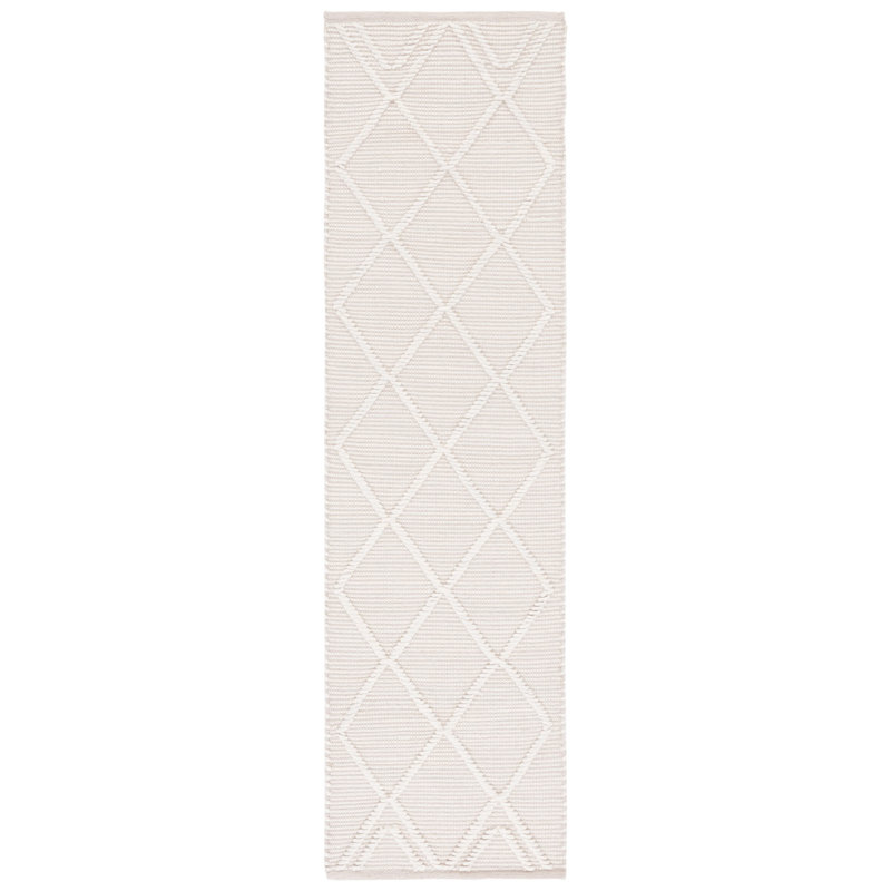 Jacques Hand Woven Wool/Cotton Geometric Rug in Ivory, Runner 2'3" x 8'