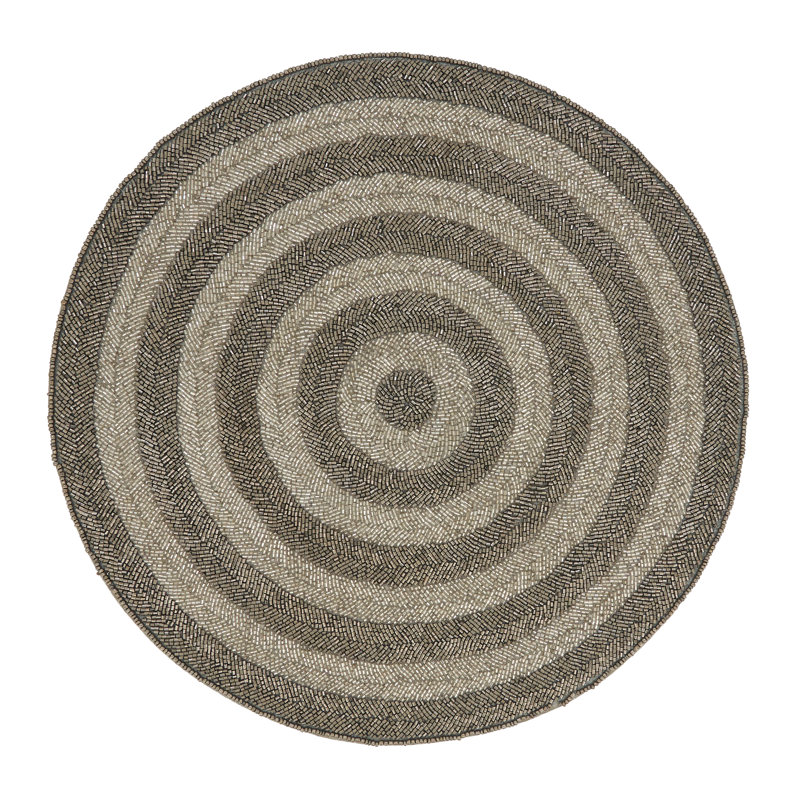 Silver Round Beaded Fabric Placemats, Set of 4